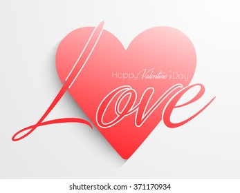 Heart With Pink Text  And White Background Happy Valentines Day Hand Drawing Vector Lettering design.