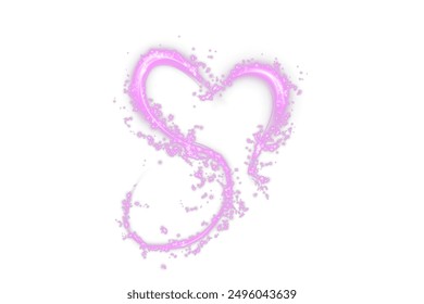 Heart pink vector isolated on white background. Light heart for holiday cards, banners, invitations. Heart-shaped pink wire glow. PNG vector	