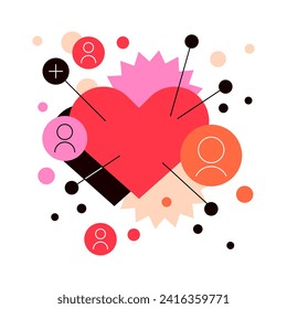 Heart with pins. Love, emotions, relationships. Simple flat illustration. Vector file.