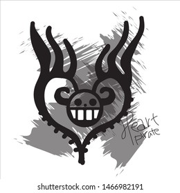 Heart pirate logo hand drawn vector eps 10