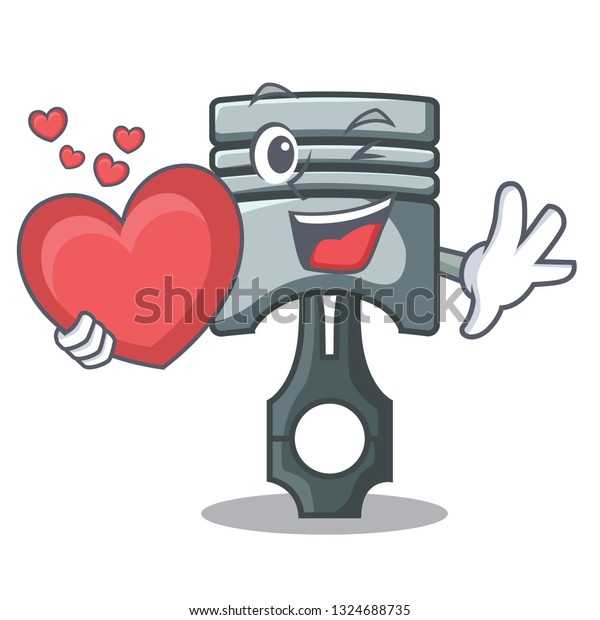 With heart\
piston isolated in the cartoon\
shape