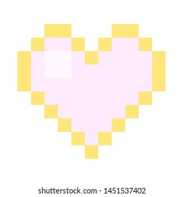 Heart Pixel art 8 bit object. Pink fashion digital game. Pastel icons girly sticker. Vintage assets.