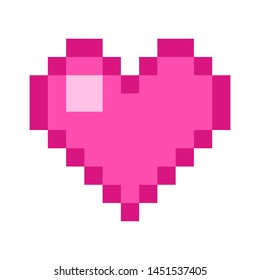 Heart Pixel art 8 bit object. Pink fashion digital game. Pastel icons girly sticker. Vintage assets.