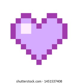 Heart Pixel art 8 bit object. Pink fashion digital game. Pastel icons girly sticker. Vintage assets.