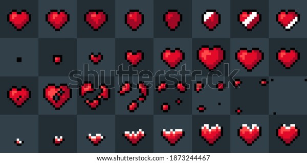 Heart Pixel Art Animation Isolated Vector Stock Vector (Royalty Free ...