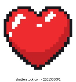 heart pixel art isolated icon