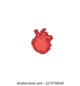 Heart. Pixel Art. Old School Computer Graphic. 8 Bit Video Game. Game Assets 8-bit Sprite. Games Elements.