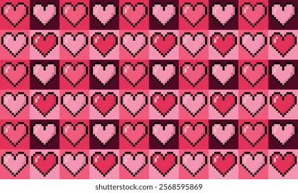 Heart pixel background. Happy Valentine's day