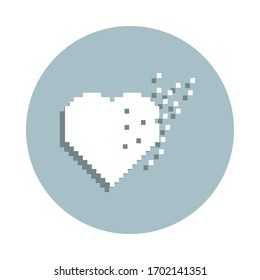 Heart pixel badge icon. Simple glyph, flat vector of heart icons for ui and ux, website or mobile application