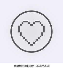 Heart pixel icon in circle . Vector illustration