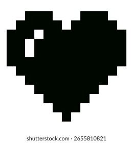 Icono del pixel del corazón aislado en el fondo blanco