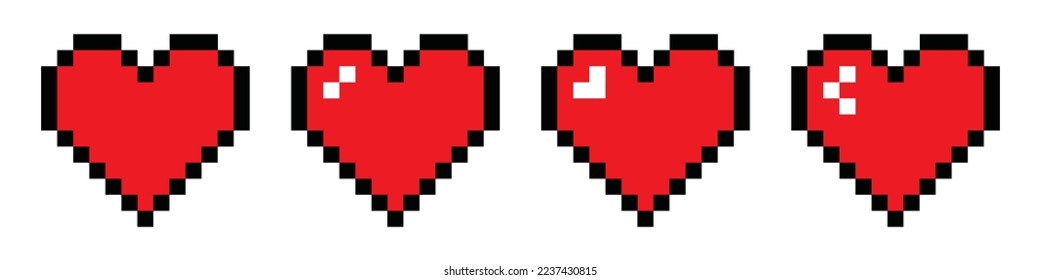 Heart pixel icon. Love pixel icon, vector illustration