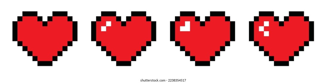 Heart pixel icon. Love pixel icon, vector illustration