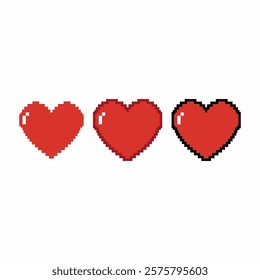 Heart pixel icon. Love pixel icon, vector illustration