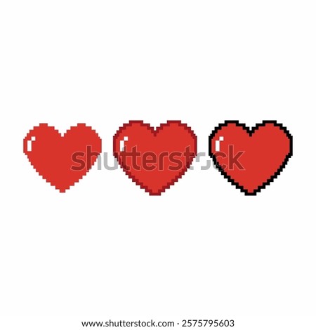Heart pixel icon. Love pixel icon, vector illustration