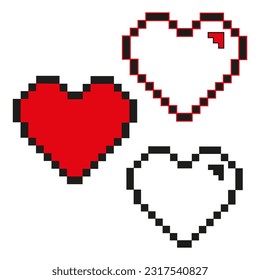 Heart pixel icon. Vector illustration. stock image.