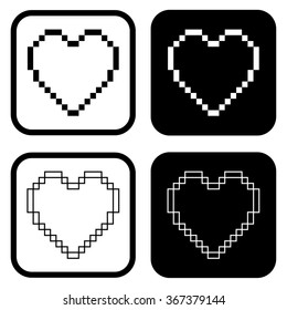 Heart pixel icon . Vector illustration