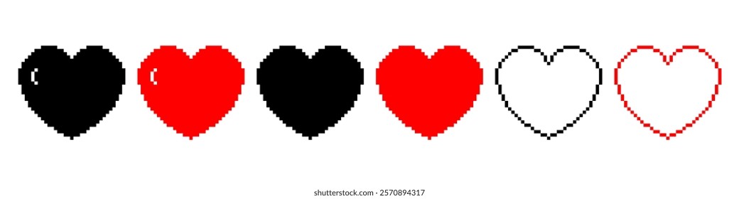 Heart pixel icoon simple retro game design