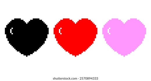 Heart pixel icoon simple retro game design