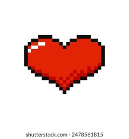 Heart, pixel item for game interface. Life magic game element. Life, 8 bit resource.