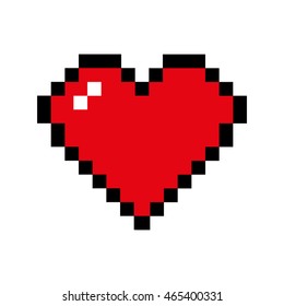 heart pixel love romatic passion icon. Isolated and flat illustration. Vector graphic