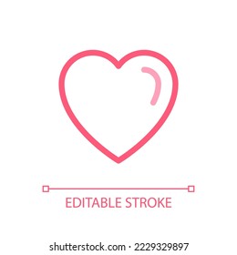 Heart pixel perfect color linear ui icon. Tender feelings. Cardiology. Healthcare and wellness. GUI, UX design. Outline isolated user interface pictogram. Editable stroke. Arial font used