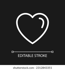 Icono de ui lineal de píxel de corazón perfecto para el tema oscuro. Sentimientos tensos. Salud, bienestar. Pictograma de la línea del vector. Símbolo de interfaz de usuario aislado para el modo nocturno. Trazo editable. Tipo de letra arial utilizado