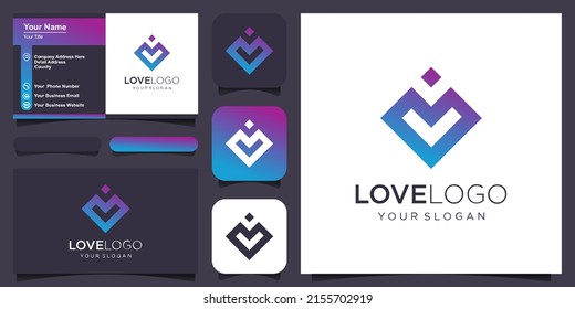 heart pixel symbol logo icon design template elements