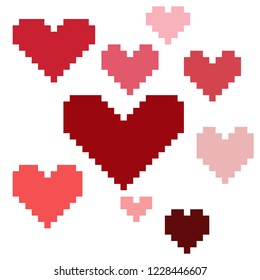 Similar Images, Stock Photos & Vectors of Set of pixel art heart icons