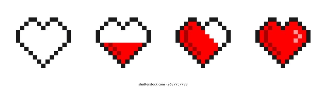 Heart pixelated health indicator illustration collection