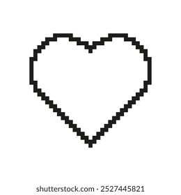 Ícone Pixelizado Do Coração. Pixel Art Representação de Amor e Afeto. Símbolo de Cuidado e Paixão. Ilustração de vetor isolada.