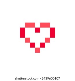 Heart pixeled icon or Valentines day symbol, holiday sign designed for celebration, vector trendy modern style.