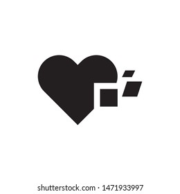 Heart with pixels logo template vector health tech icon design