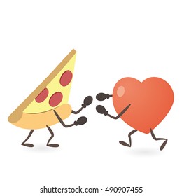 Heart and Pizza Fighting