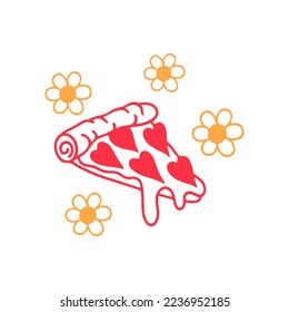 heart pizza vector illustration concept