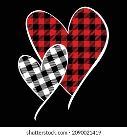 Heart with plaid pattern Happy Valentine heart vector
