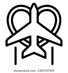 Heart plane line icon, airlines concept, heart, love plane vector sign on white background, plain with heart outline style for mobile concept and web design. Vector graphics
