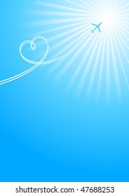 Heart from a plane smoke. A vector illustration