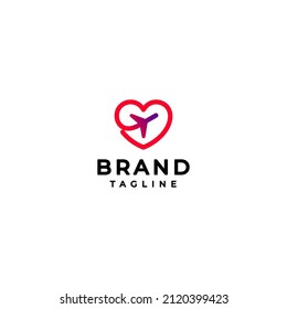 Heart and Plane Symbol in One Continuous Line