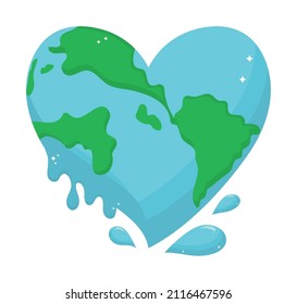 heart planet earth with drops