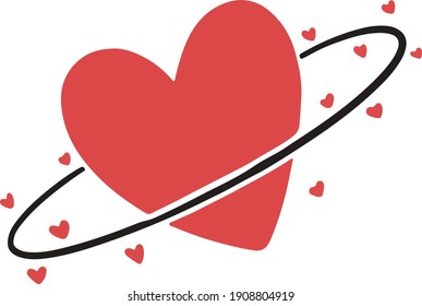 Heart Planet. Love Planet. Valentine’s Day Clipart