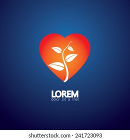 heart and plant concept of loving nature - eco vector icon. This graphic also represents nature conservation & protection, peace & harmony, balance & synergy, etc