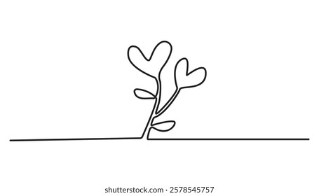 heart plant continuous one line drawing