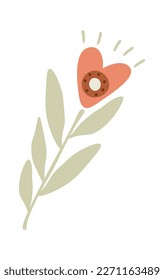 Elemento de planta cardíaca en icono plano de estilo boho. Ilustración del vector