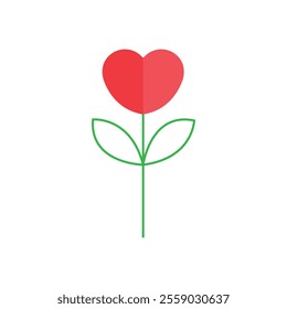 Heart plant flower. Valentine's Day vector illustration.