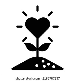 Heart and Plant growth vector icon - World charity and donation signs and symbols