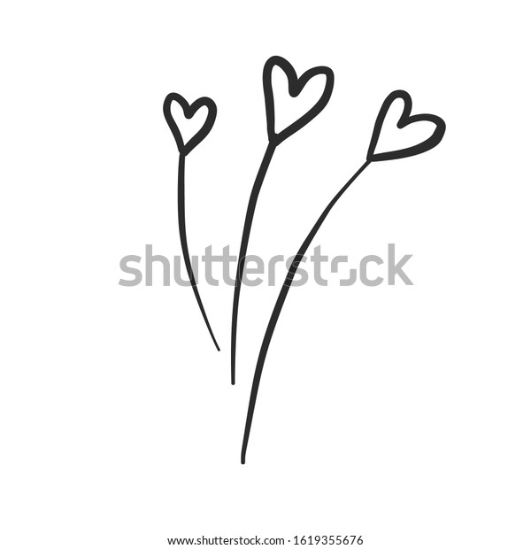 Heart Plant Hand Drawn Sketch Simple Stock Vector (Royalty Free ...