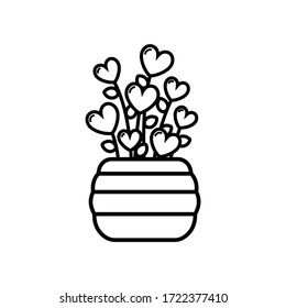 Heart plant outline cartoon concept vector art illustration design