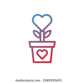 Heart Plant in Pot Icon for Valentine's Day
