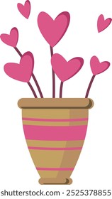 Heart Plants Illustration Art in Pot